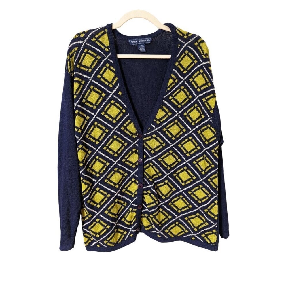 Norton McNaughton Vintage Women's Cardigan Sweater Grandma Grandpa 2XL Office